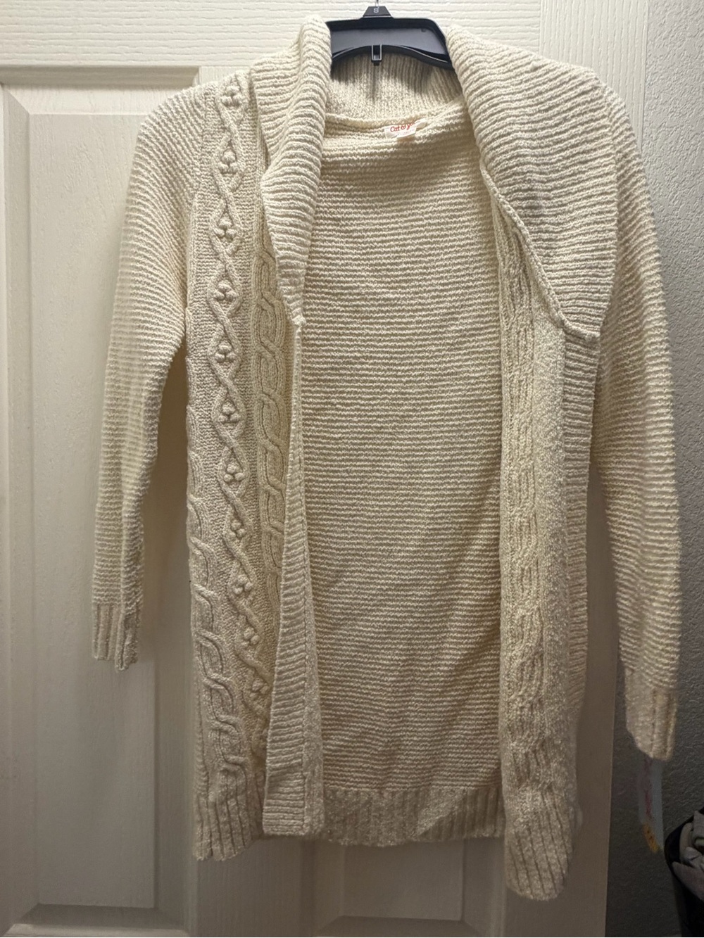 Girls cat & Jack Cozy Cable Knit Open-Front Sweater Cardigan - Cream